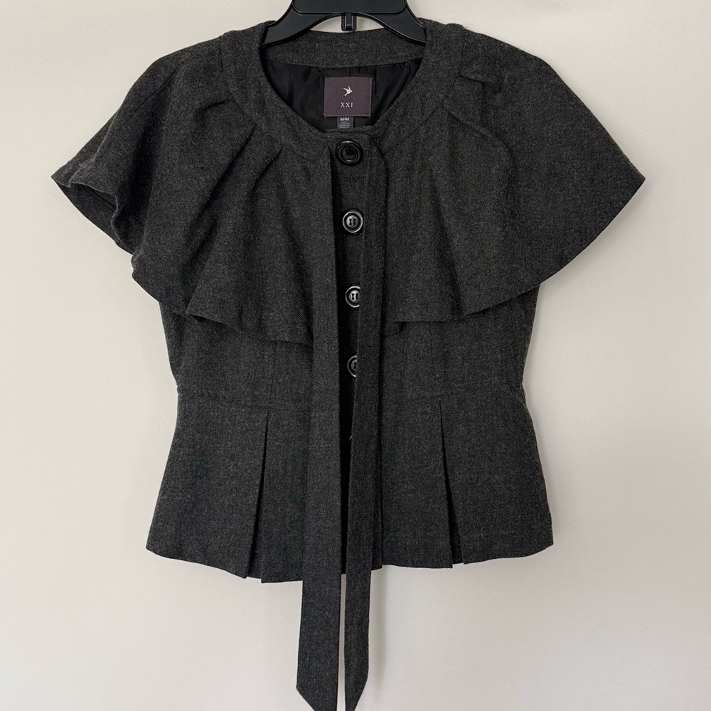 Forever 21 Dark Grey Button Wool-Blend Coat